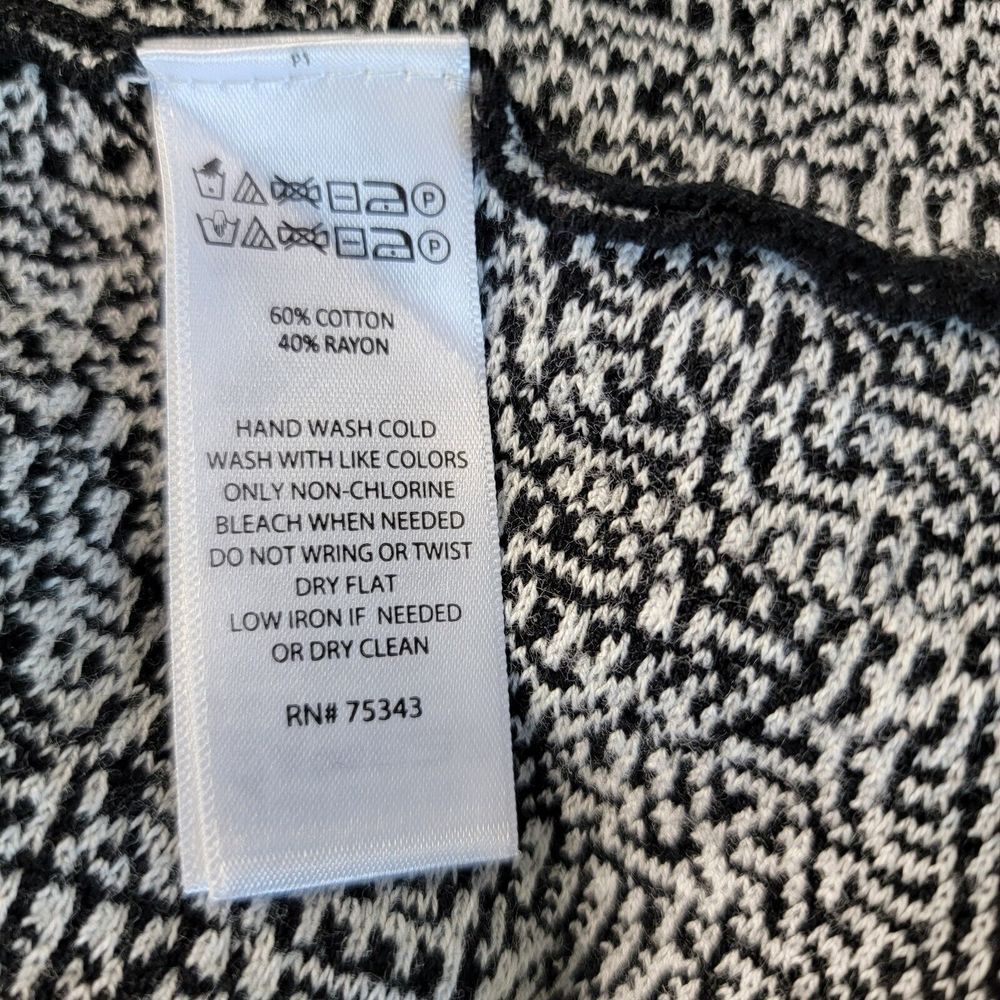 Cynthia Rowley Womens Black White Printed Sweater Dress Size Medium - Picture 8 of 8